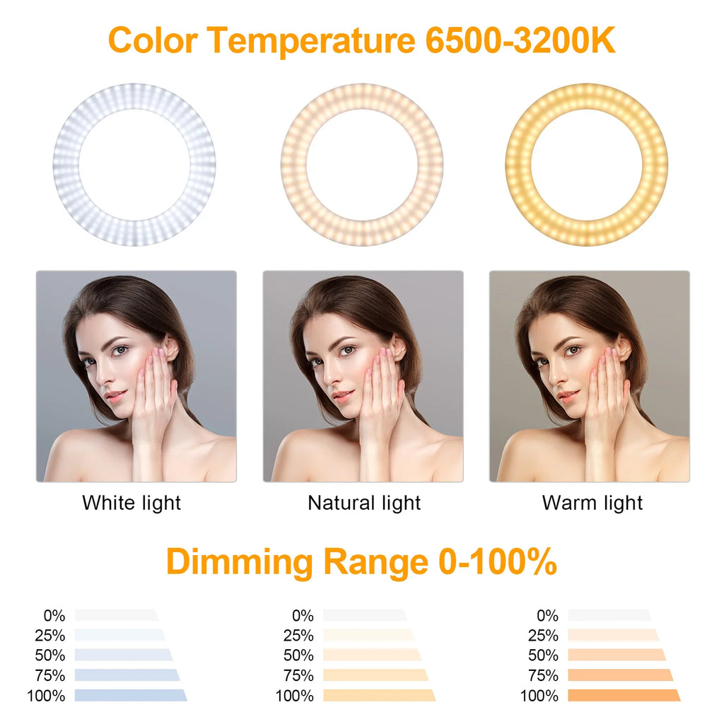 18inch Led Ring Light 60w 3000-6000k 45cm 336pcs Leds Tiktok Selfie Ring Light With Tripod Stand Light 18 Inch