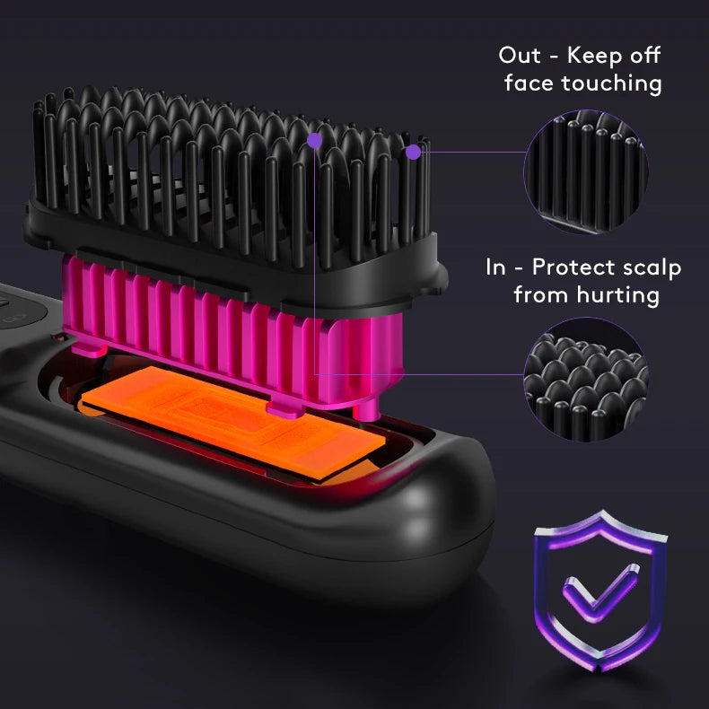 Portable Electric Hair Brushes USB Rechargeable Wireless Negative Ion Hot Comb Electric Mini Hair Straightener Comb for Women