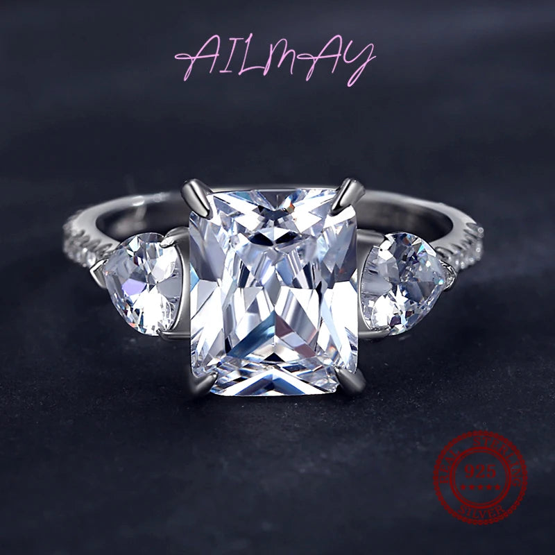 Ailmay Exquisite Luxury Rectangle 3ct  AAAAA CZ Ring 925 Sterling Silver Rings For Women Wedding Engagement Fine Female Jewelry