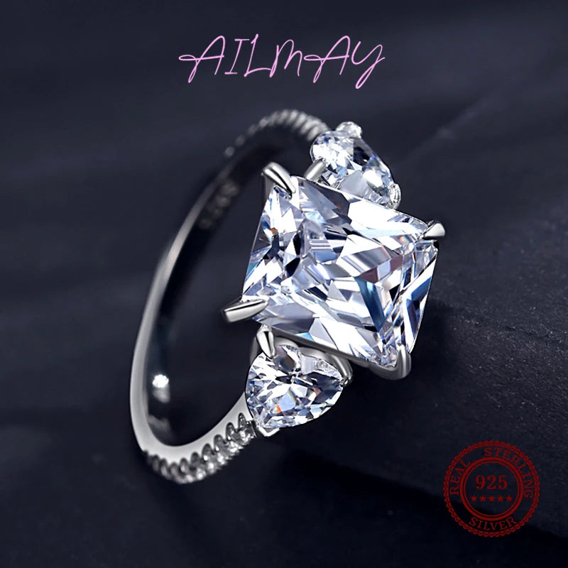 Ailmay Exquisite Luxury Rectangle 3ct  AAAAA CZ Ring 925 Sterling Silver Rings For Women Wedding Engagement Fine Female Jewelry