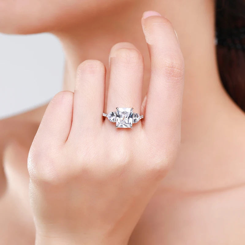 Ailmay Exquisite Luxury Rectangle 3ct  AAAAA CZ Ring 925 Sterling Silver Rings For Women Wedding Engagement Fine Female Jewelry