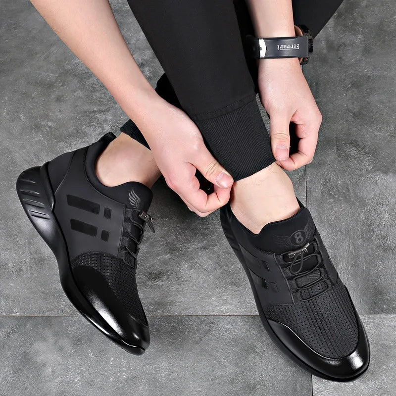 Custom Logo High Quality Breathable Running Shoes Men Casual Fashion Sneakers 8 cm Big Size GYM Trainer Footwear