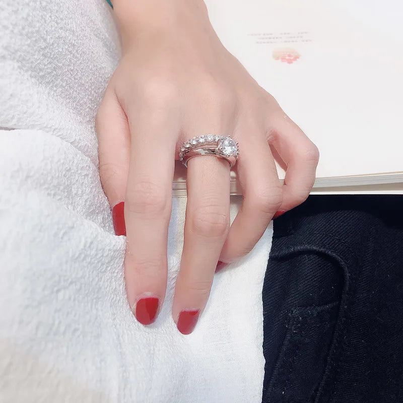 Brand Promise Ring Set Real 100% 925 Sterling Silver Diamond Engagement Wedding Band Rings for Women finger jewelry