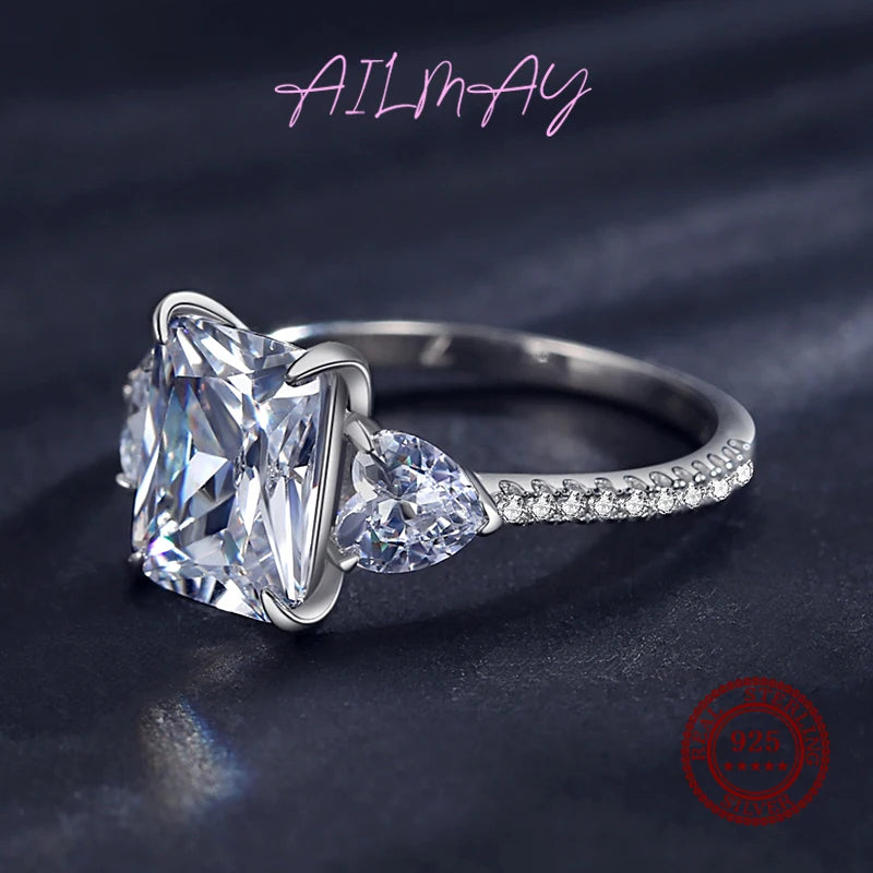Ailmay Exquisite Luxury Rectangle 3ct  AAAAA CZ Ring 925 Sterling Silver Rings For Women Wedding Engagement Fine Female Jewelry