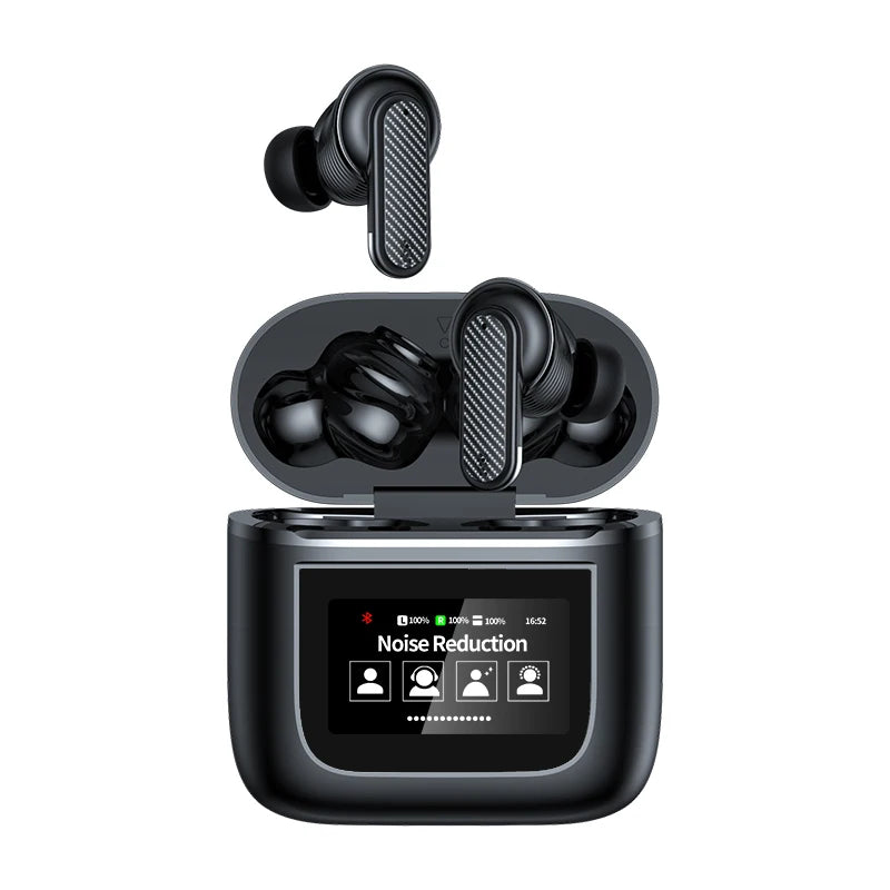 New Design ANC+ENC TWS YW05 Earphones Active Noise Cancelling Wireless Headphoness LED Screen Touch Gaming Headset