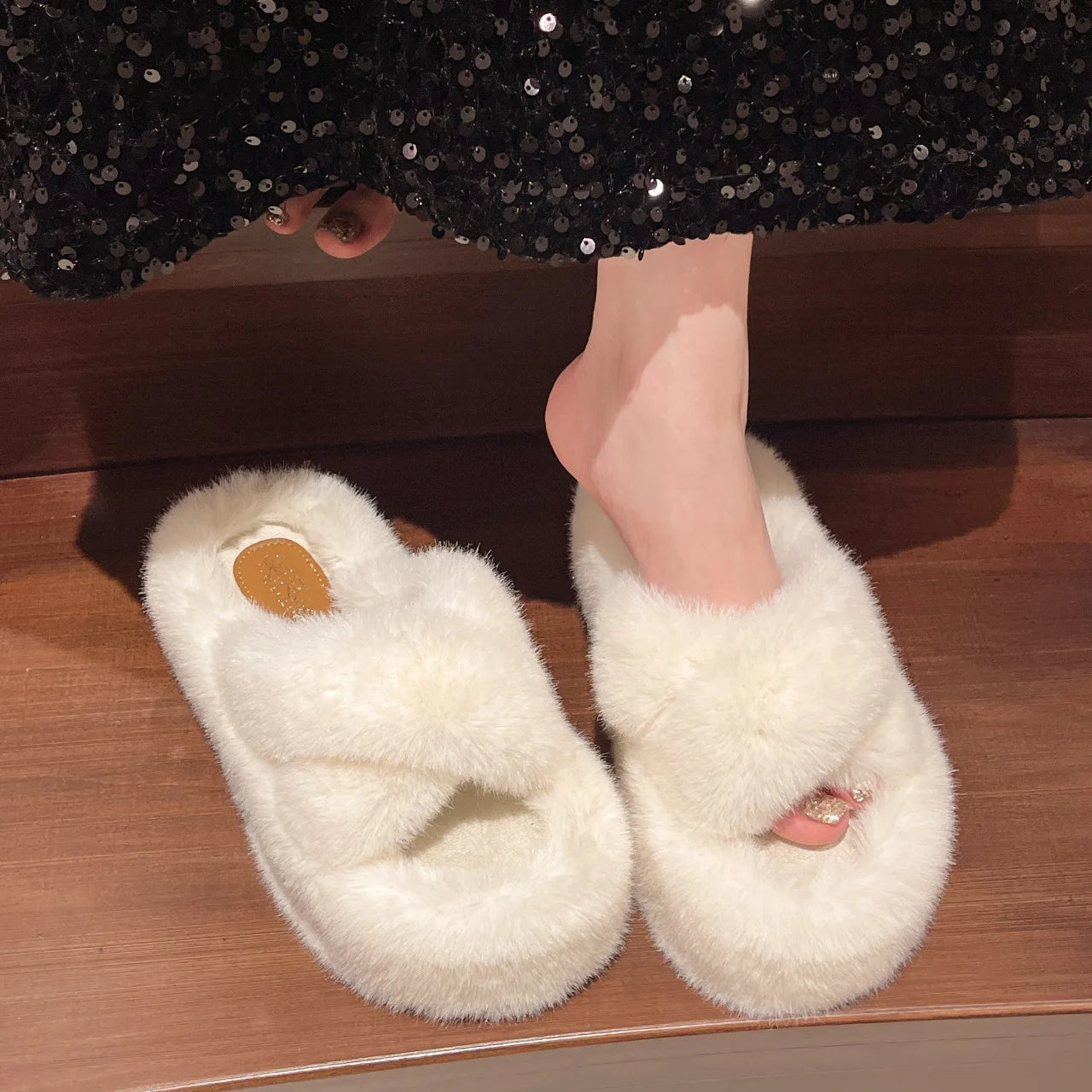Greatslides Black Sandals for Women and Ladies,Plush House Slipper Designer Sandals Women,Custom Luxury Slippers