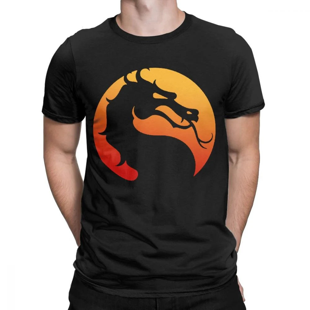 Mortal Kombat Logo Tee Shirt Popular Fighting Game T Shirt Men's Cotton Novelty T-Shirt Short Sleeve Clothes Gift