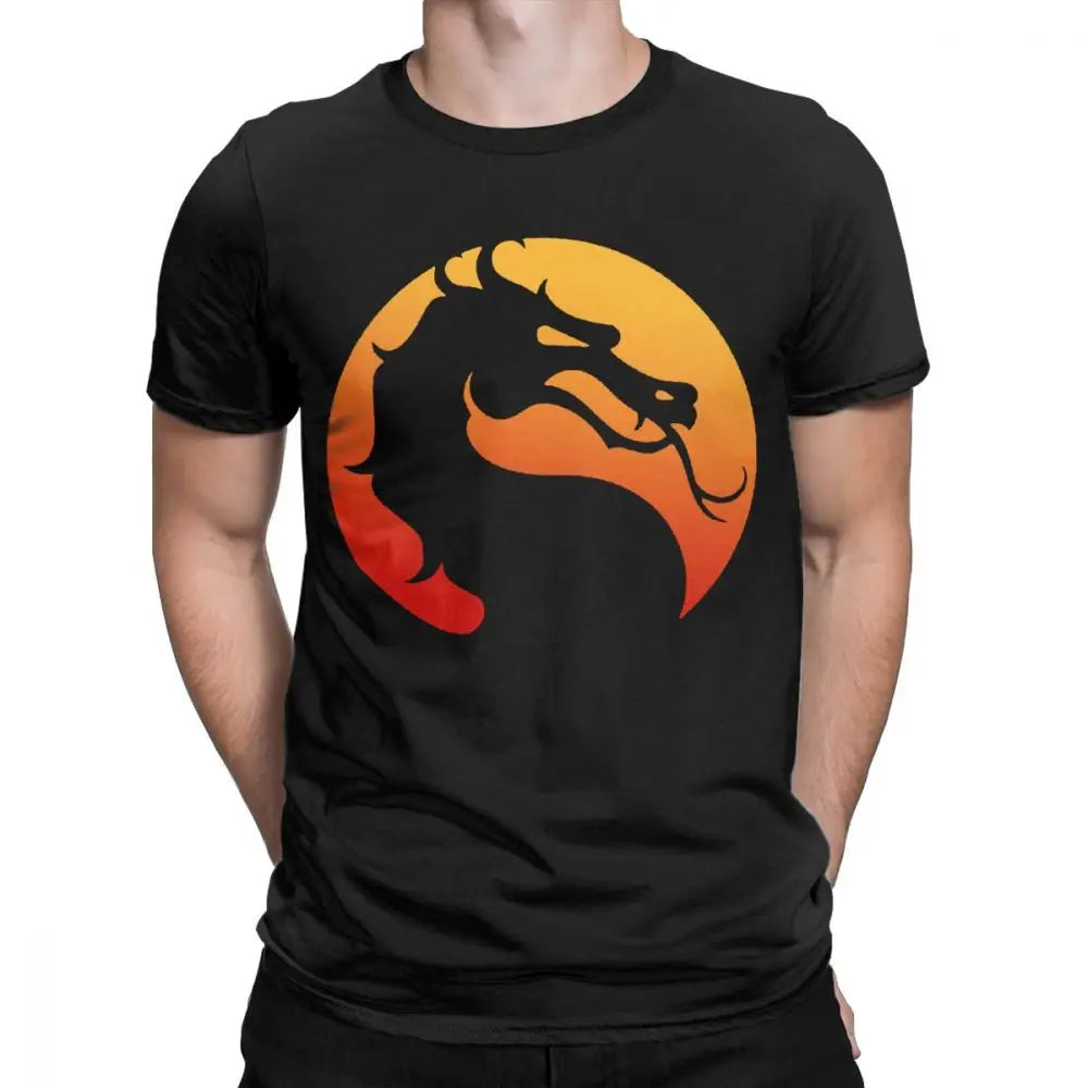Mortal Kombat Logo Tee Shirt Popular Fighting Game T Shirt Men's Cotton Novelty T-Shirt Short Sleeve Clothes Gift