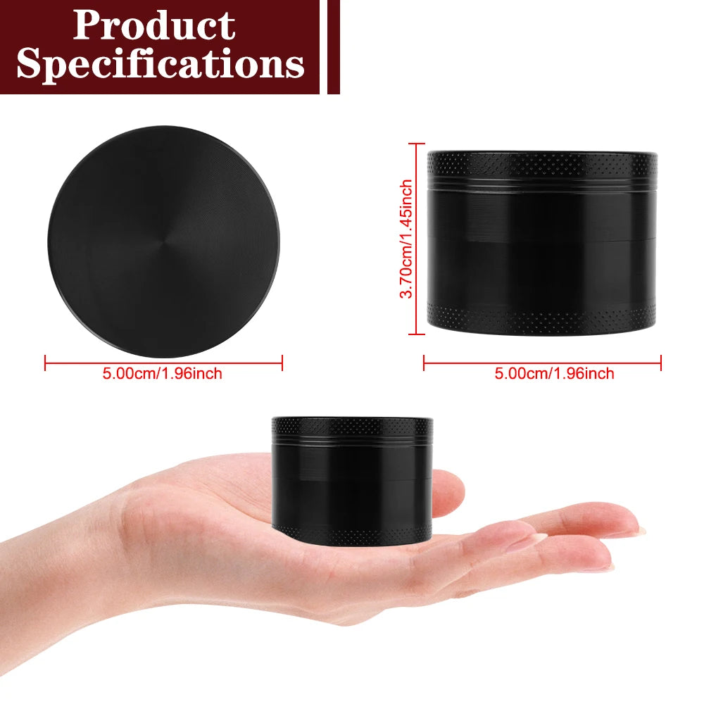 Spice Cutter Portable Aluminum Alloy Latest Lightning-Shaped Smoking Herb Cutter Hand Tools 40MM 50MM 4-Layer Tobacco Grinder