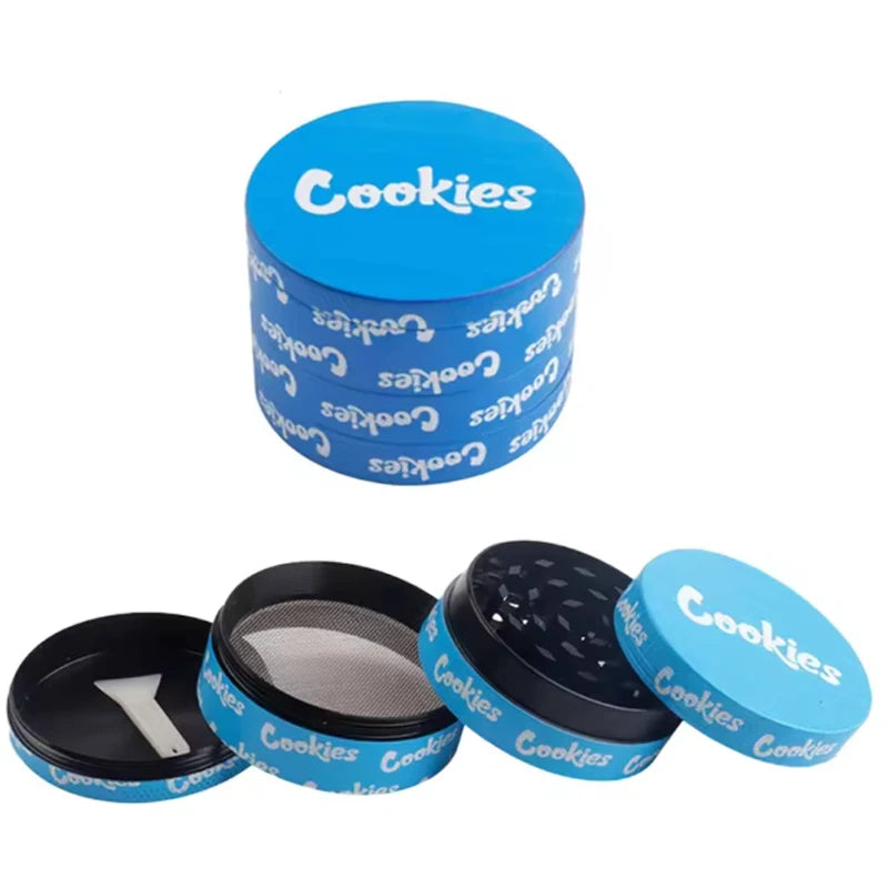 1/2 Pieces Blue Metal Rolling Tray and Herb Grinder Smoking Combo Metal Rolling Tray Tobacco Ashtray Cigarette Smoking Kit