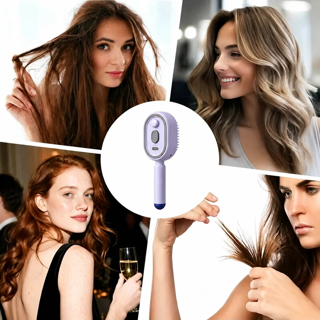 Electric Spray Hair Brush Leave-In Essential Oil Hair Care Red Light Comb Scalp Massage Reduce Frizz Smoothing Air Cushion Comb