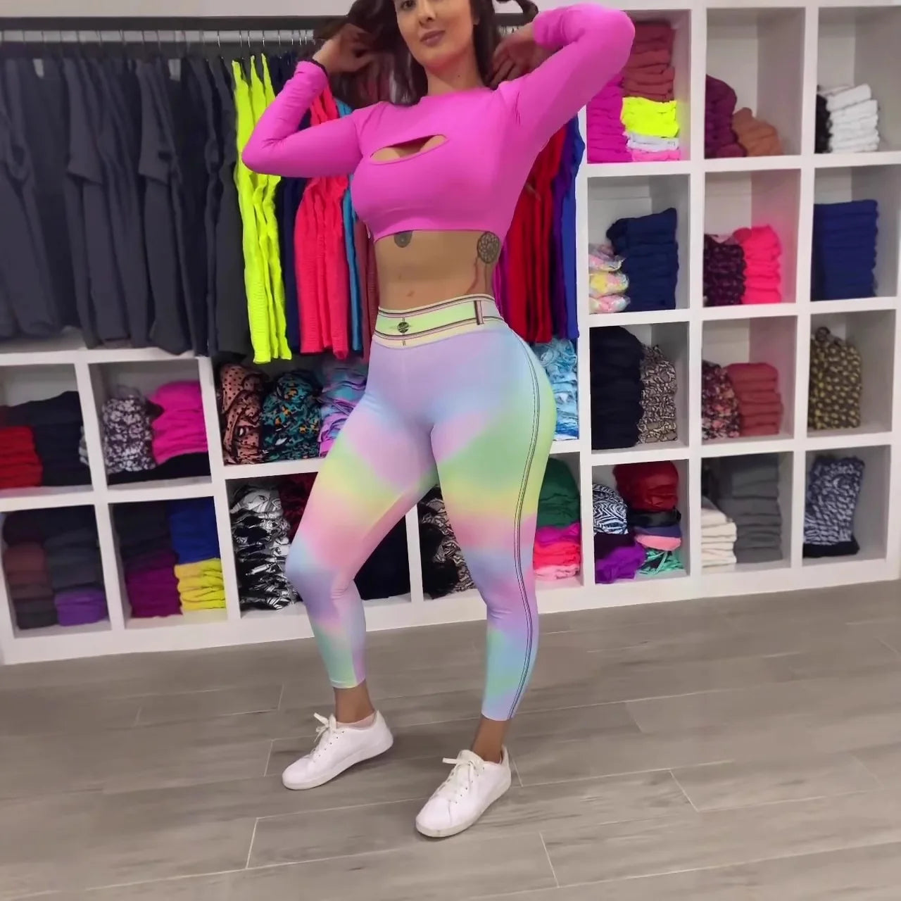 European and American Best-Selling Tie-Dye Colorful Women's Denim-Style Underwear, Plus-Size Sexy Sport Yoga Pants