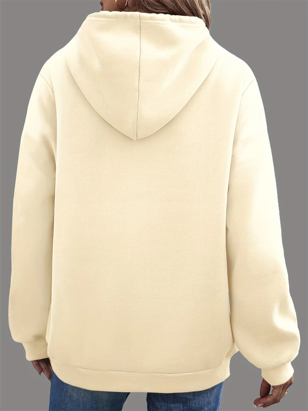 Women's autumn and winter warm and loose casual New York USA letter printed suede long sleeved hooded sweatshirt