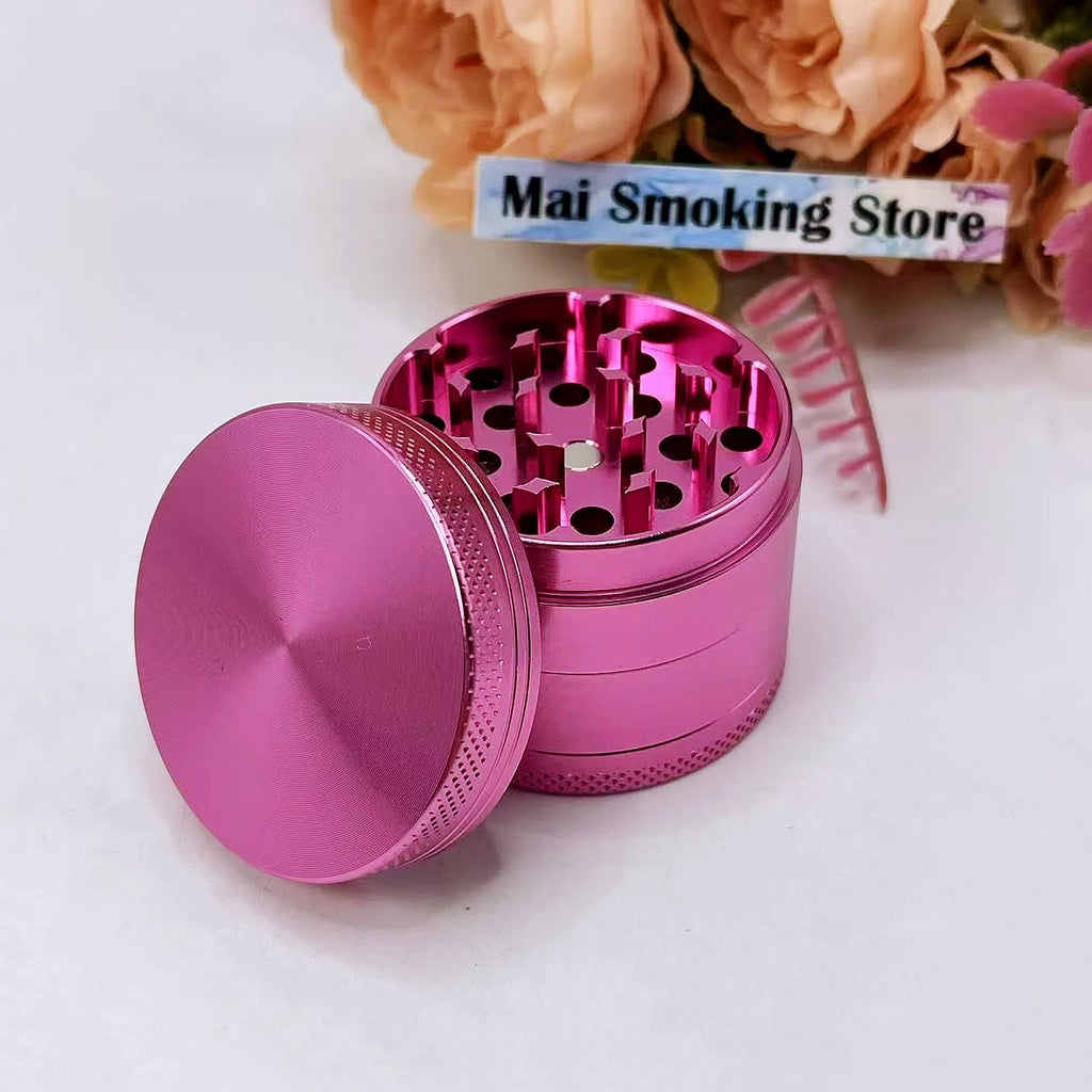 2inch Pink Herb Grinder Aluminum 4-Layer Manual Salt Mill Spice Pepper Mortar Tobacco Grass Grinder Cigarette Smoking Tool