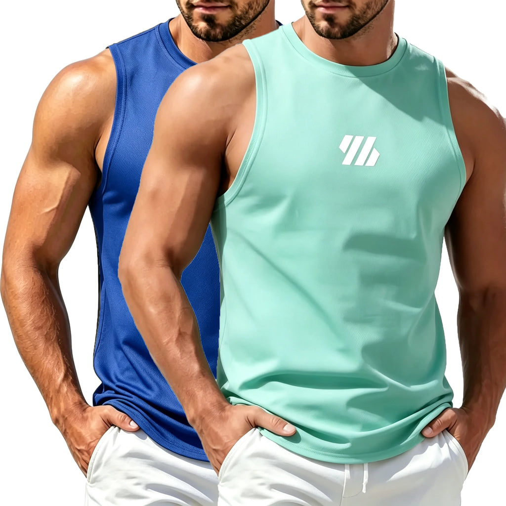 Men's Casual Fitness Tank Top Sportswear Sleeveless Shirt Male Mesh Breathable Tops Tee Sports Vest Undershirt Gyms Vest Men