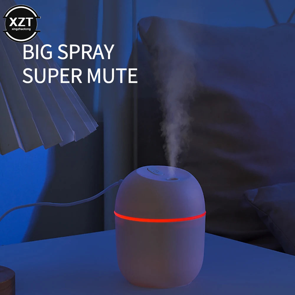 220ml USB Humidifier Atomizer Aroma Oil Diffuser Mute Air Humidifier with Night Lamp for Car Bedroom Cool Mist Sprayer