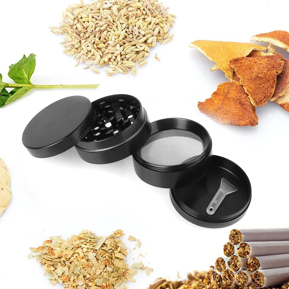 Spice Cutter Portable Aluminum Alloy Latest Lightning-Shaped Smoking Herb Cutter Hand Tools 40MM 50MM 4-Layer Tobacco Grinder