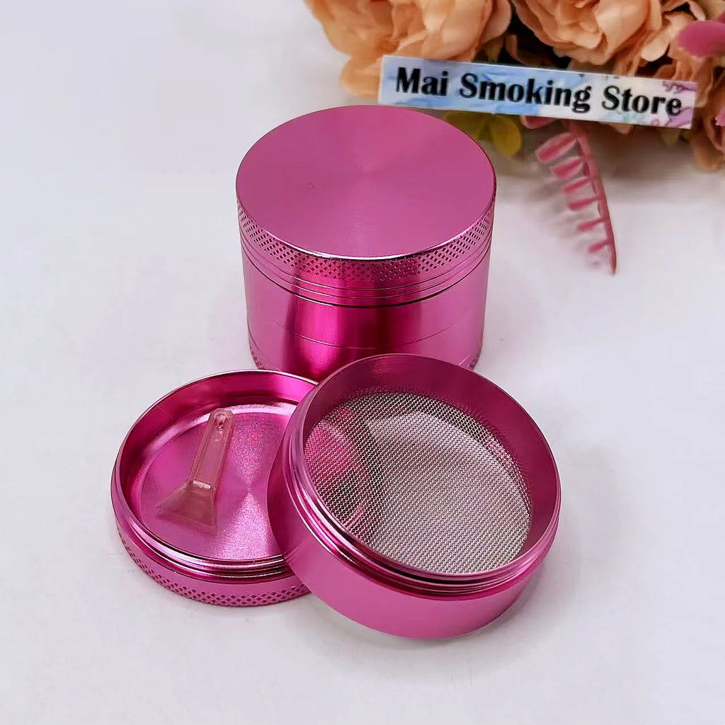 2inch Pink Herb Grinder Aluminum 4-Layer Manual Salt Mill Spice Pepper Mortar Tobacco Grass Grinder Cigarette Smoking Tool