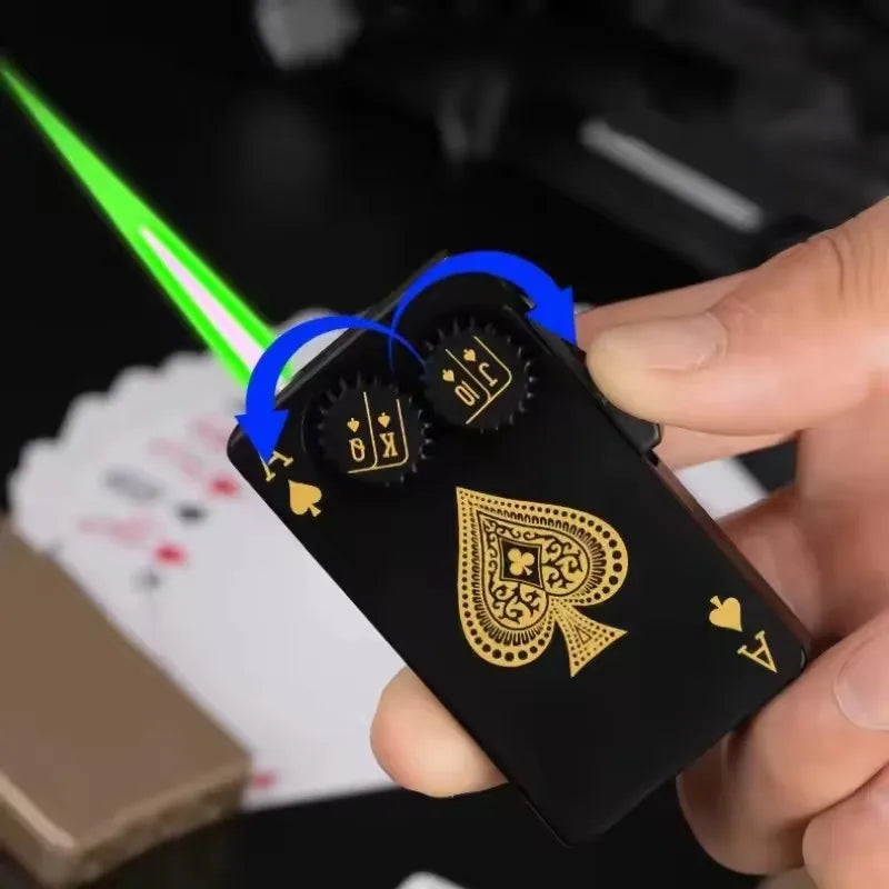 Creative Playing Cards Ace of Spades Lighter Butane Windproof Straight Metal Lighter Metal Fun Toy for Men Smoking Accessories