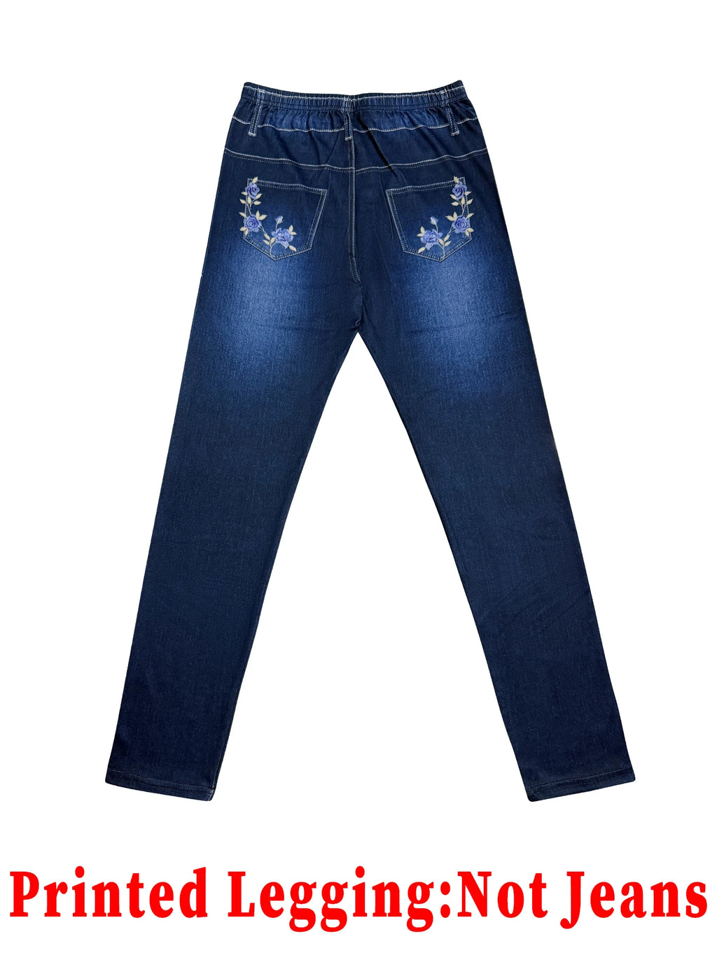 Women's Printed Skinny Pants, High Elastic Seamless Design with Faux Pockets, Casual & Sporty