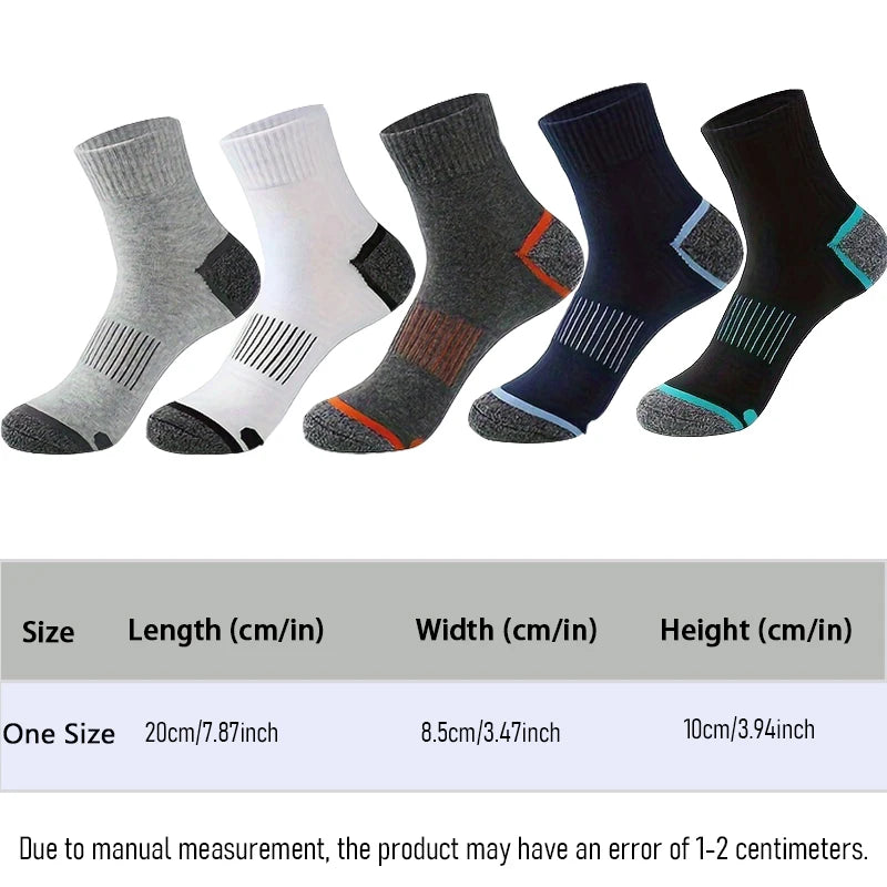 5Pairs High Quality  Men's Socks Casual Breathable Run Sports Socks  Male Cotton Socks Black Fashion Socks Men Large size38-45