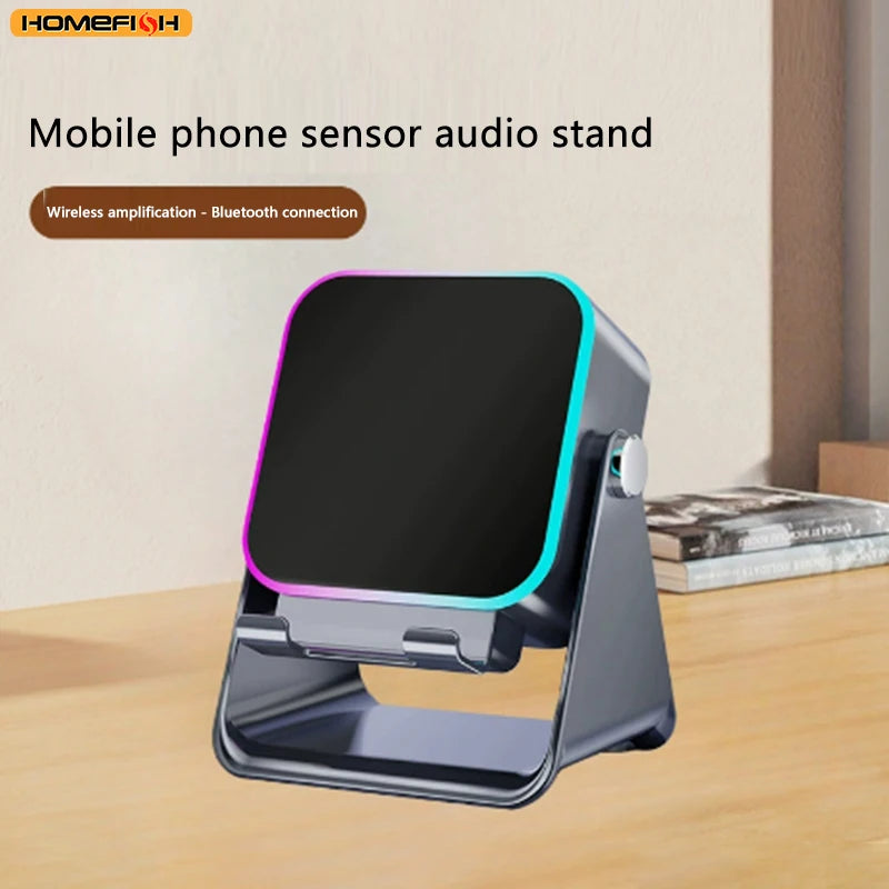 NEW 5 In 1 Auto-induction Wireless Induction Speaker 8 Mode RGB Light Phone Stand Surround Sound Portable Bluetooth Phone Holder