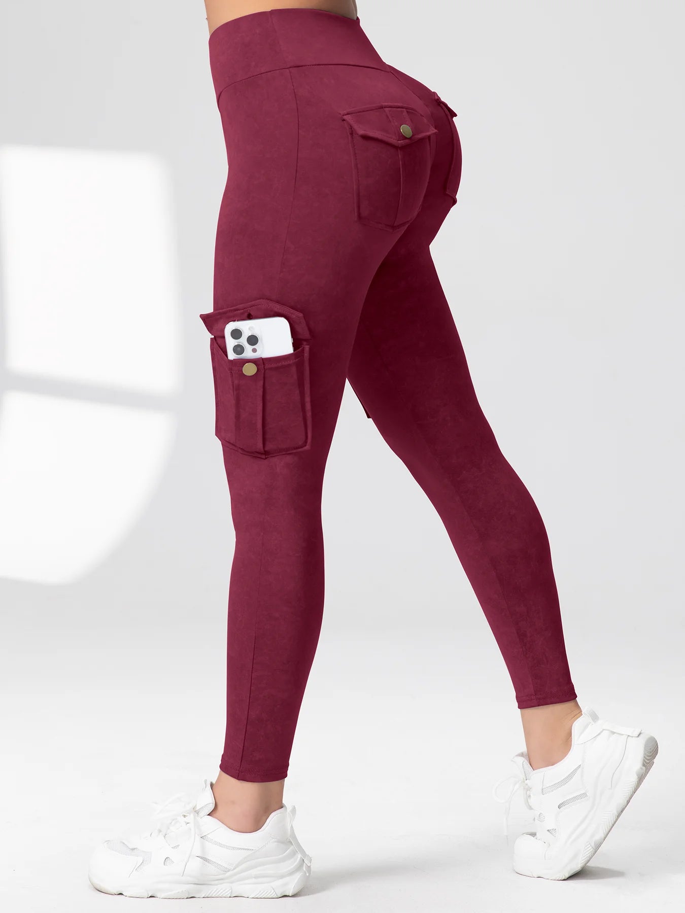 Women High Waist Yoga Gym Cargo Pocket Pant Fashion Tummy Control Athletic Pants Skinny Stretch Streetwear Sport Leggings