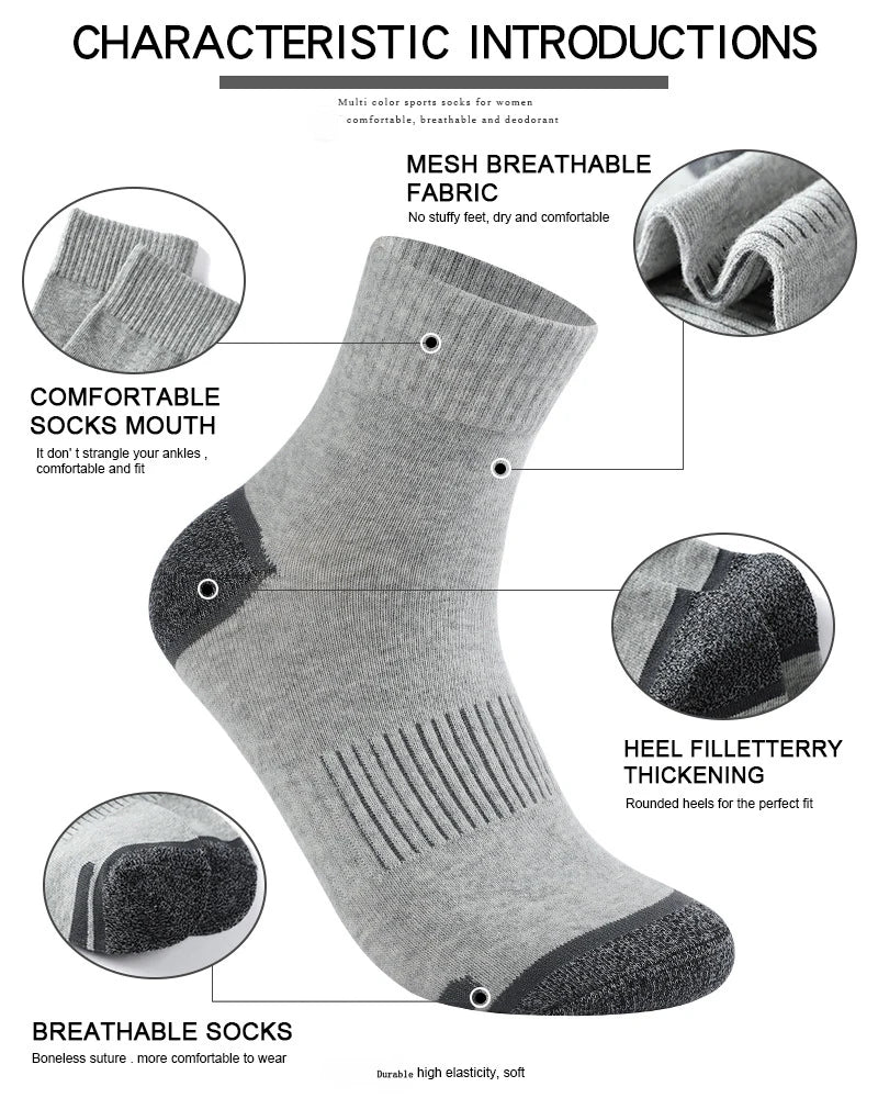 5Pairs High Quality  Men's Socks Casual Breathable Run Sports Socks  Male Cotton Socks Black Fashion Socks Men Large size38-45