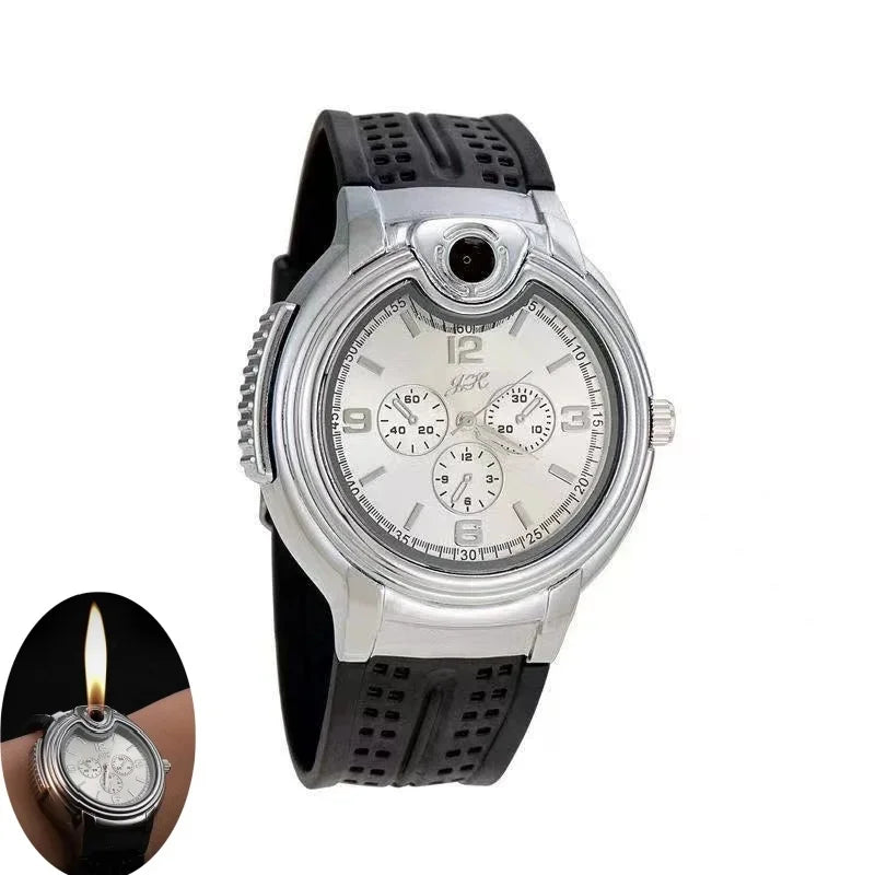 New Unusual Creative Men's Watch Gold Portable Lighter Windproof Flameless Charging USB Cigarette Lighter Tool Exquisite Gift