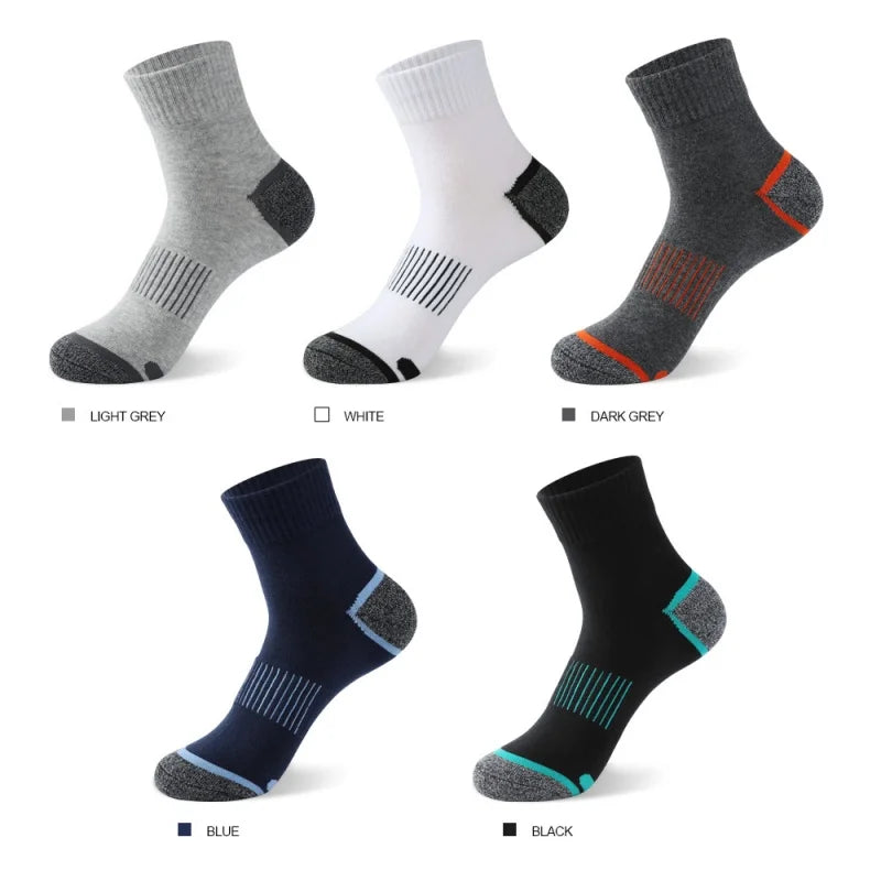 5Pairs High Quality  Men's Socks Casual Breathable Run Sports Socks  Male Cotton Socks Black Fashion Socks Men Large size38-45