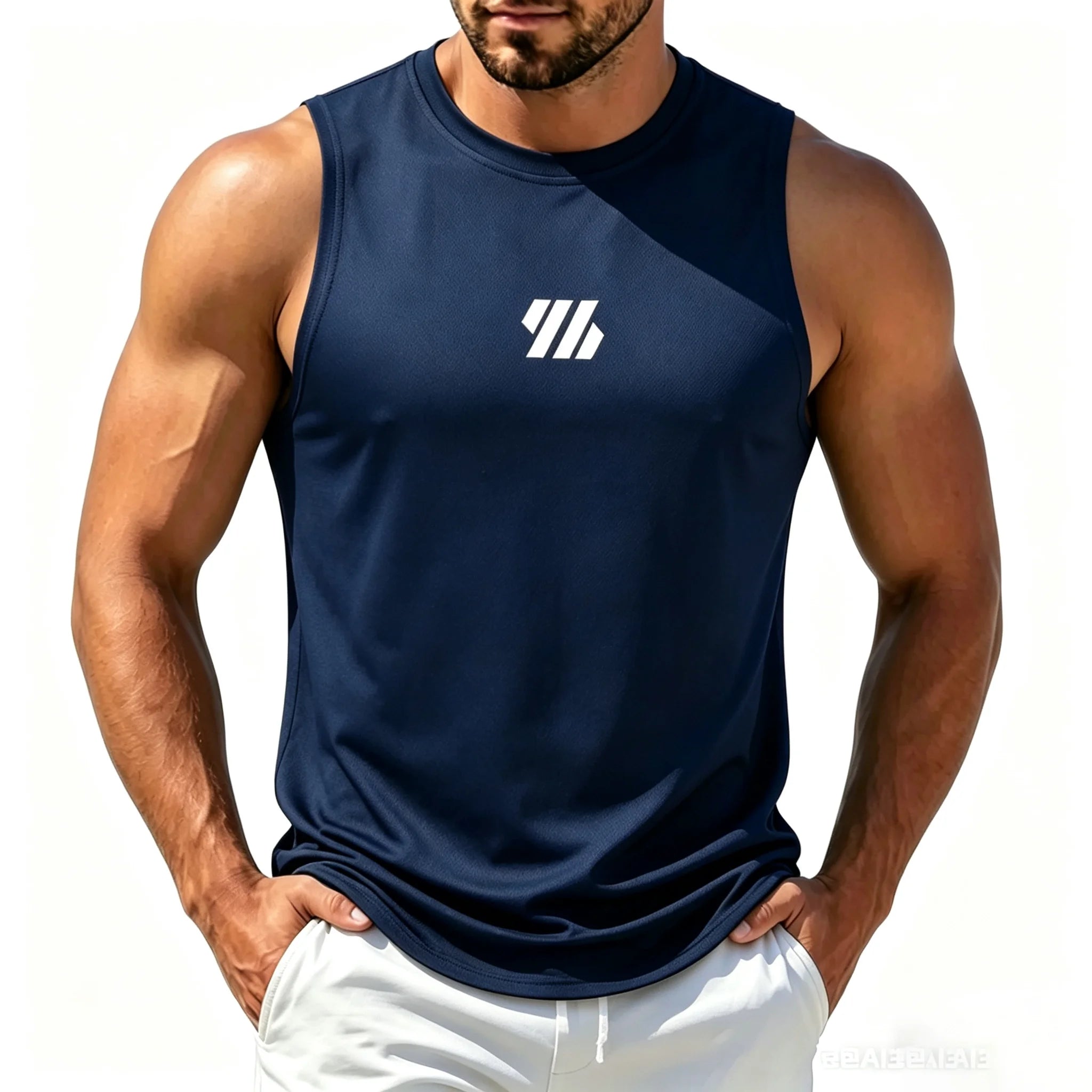 Men's Casual Fitness Tank Top Sportswear Sleeveless Shirt Male Mesh Breathable Tops Tee Sports Vest Undershirt Gyms Vest Men
