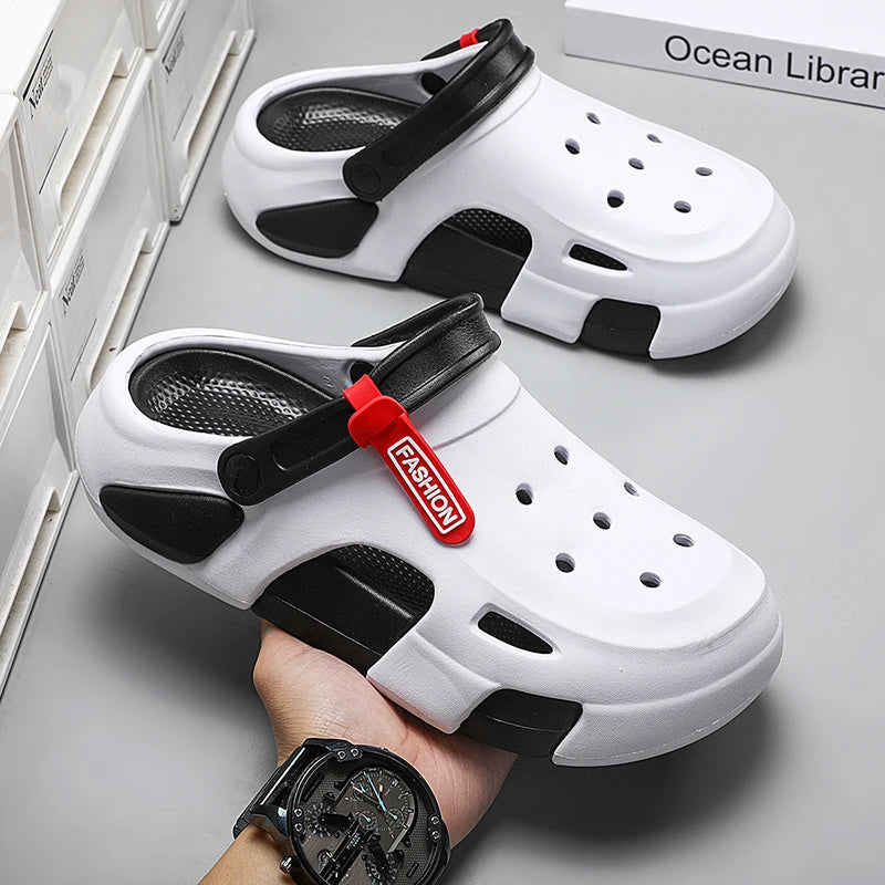 Men's Sandals, Summer Casual Beach Shoes, Lightweight Non-Slip Thick-Soled Toe-Cap Sandals