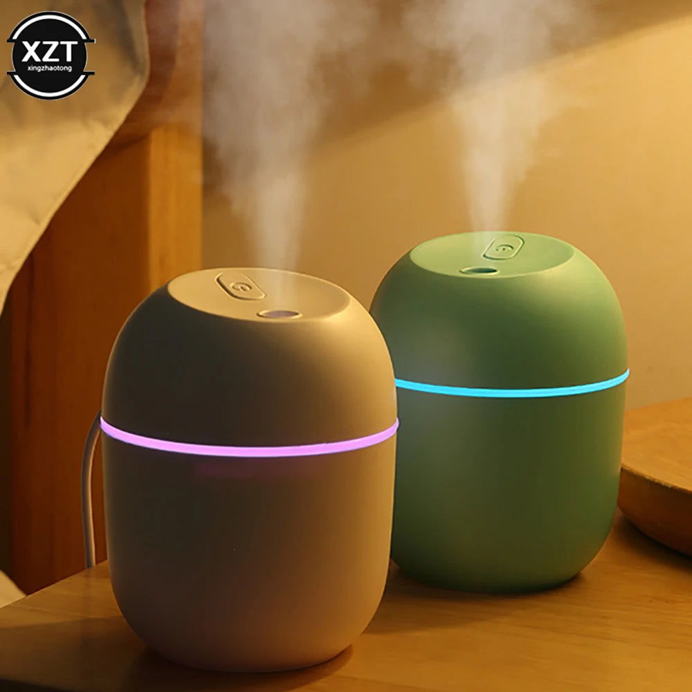 220ml USB Humidifier Atomizer Aroma Oil Diffuser Mute Air Humidifier with Night Lamp for Car Bedroom Cool Mist Sprayer