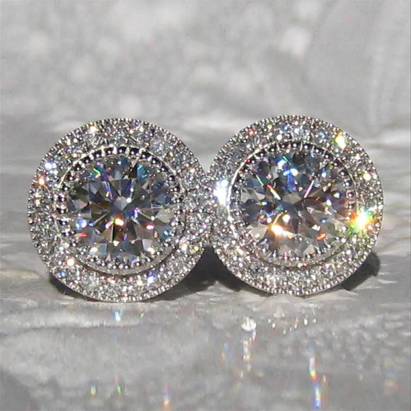 Delicate Small Round Stud Earrings Women with Shiny Cubic Zirconia Simple Versatile for Teens Fashion Jewelry