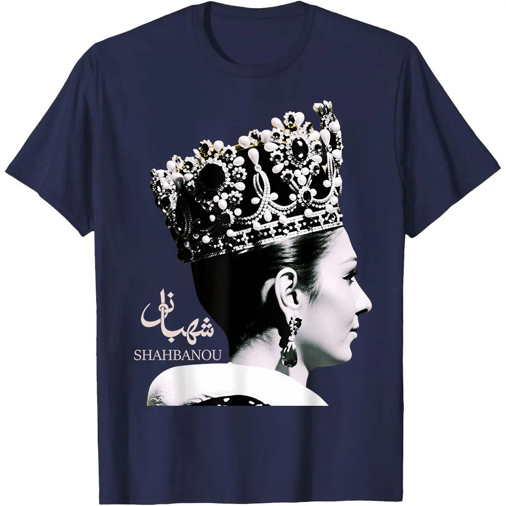 Shahbanou Farrah Pahlavi T-Shirt Retro Iranian Empress Persia Graphic Tee Casual Top for Men Women Heritage Wear Tshirt