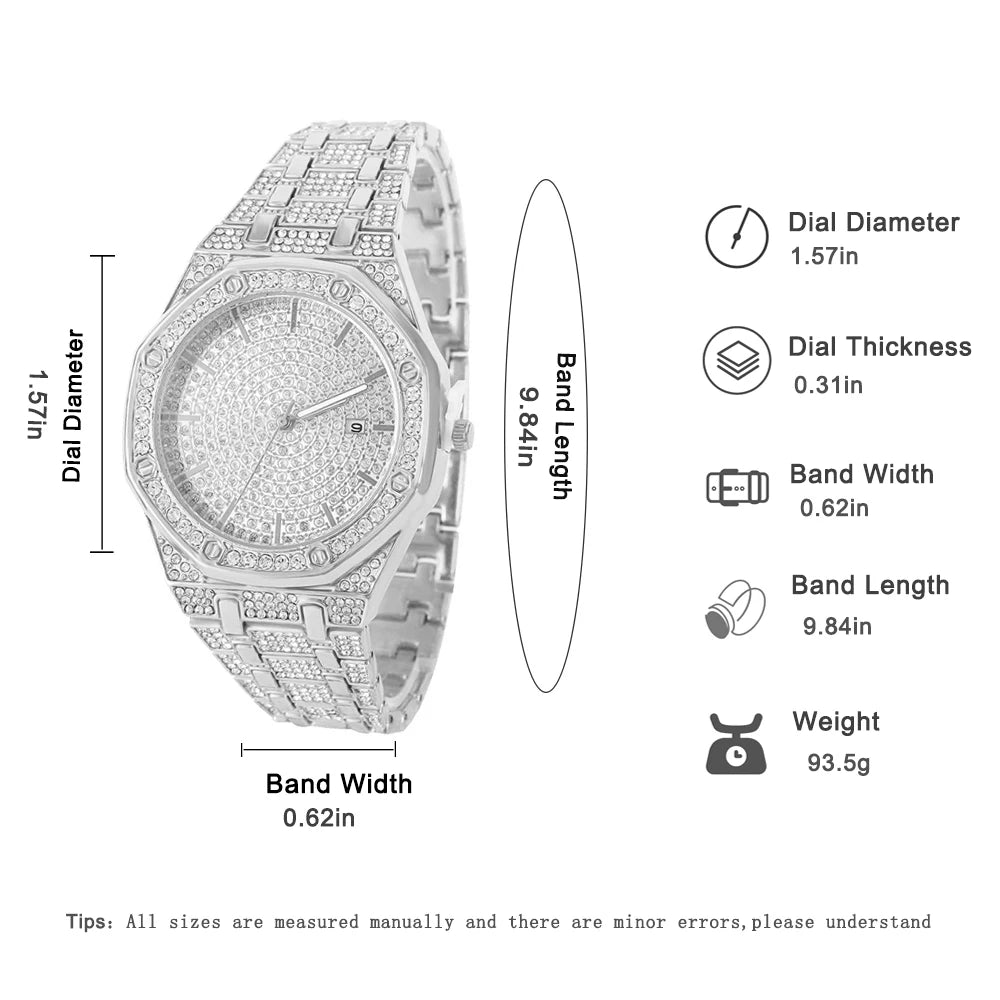 Iced Out Watch for Men Gold Watch for Men Hip Hop Fashion Cool Bling Gold Diamond Luxury Mens Watch Dropshipping Relogio