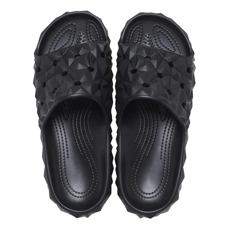 SmilePoP Men Sandals Summer New Waterproof Geometric Slide Outdoot Soft Beach Sandals Vacation Casual Couple Nonslip Home Slides