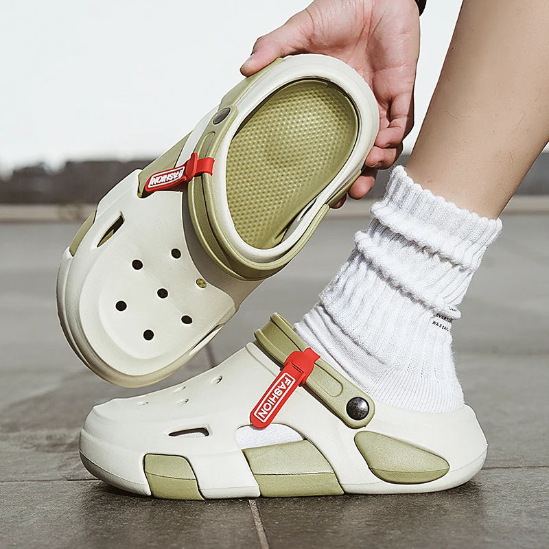 Men's Sandals, Summer Casual Beach Shoes, Lightweight Non-Slip Thick-Soled Toe-Cap Sandals
