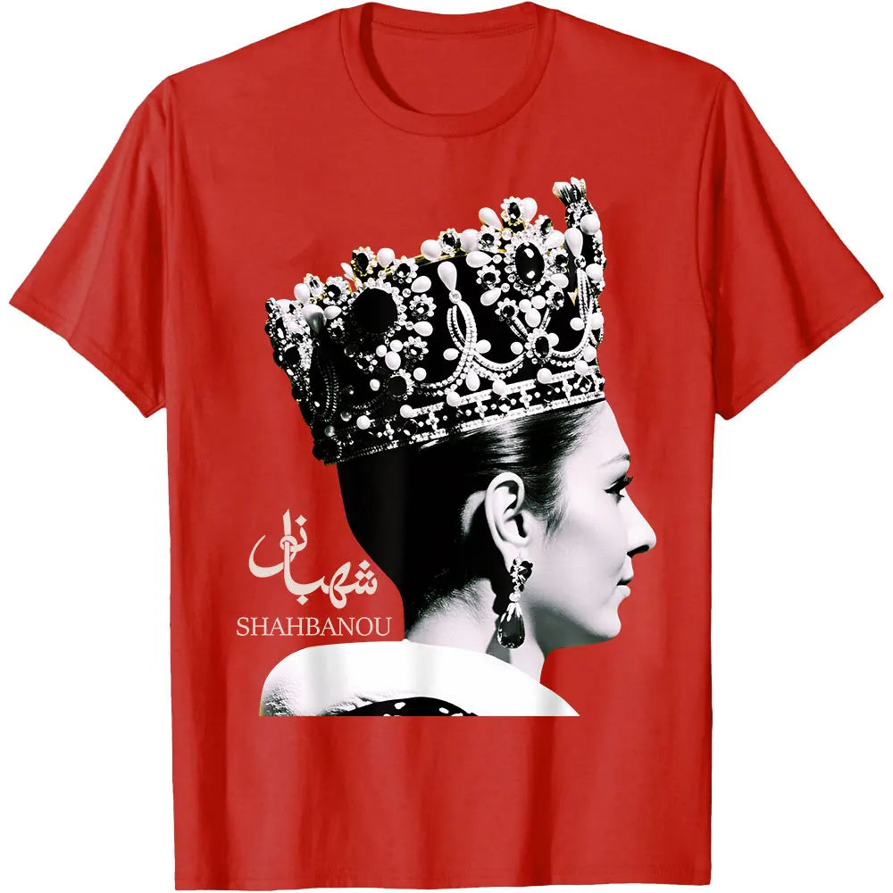 Shahbanou Farrah Pahlavi T-Shirt Retro Iranian Empress Persia Graphic Tee Casual Top for Men Women Heritage Wear Tshirt