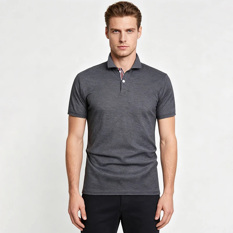 Men's Summer Polo Shirt Casual Breathable Comfortable Male T-shirt Solid Color High Quality Short Sleeve Polos T Shirt Men