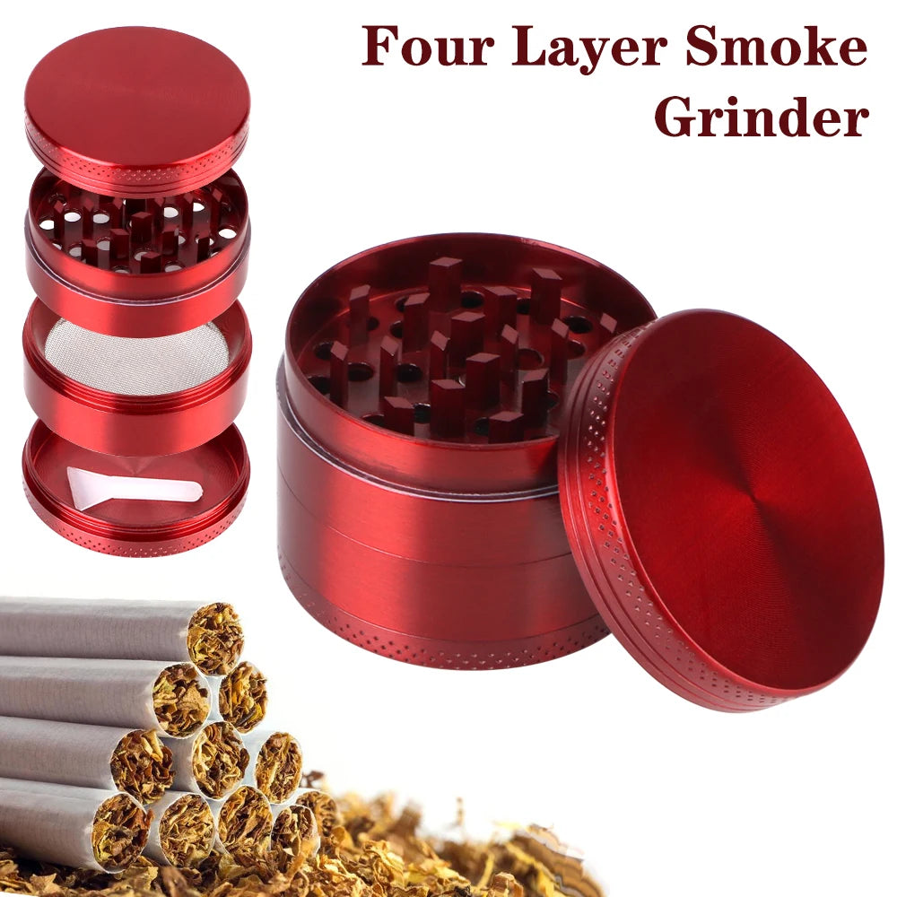 Spice Cutter Portable Aluminum Alloy Latest Lightning-Shaped Smoking Herb Cutter Hand Tools 40MM 50MM 4-Layer Tobacco Grinder