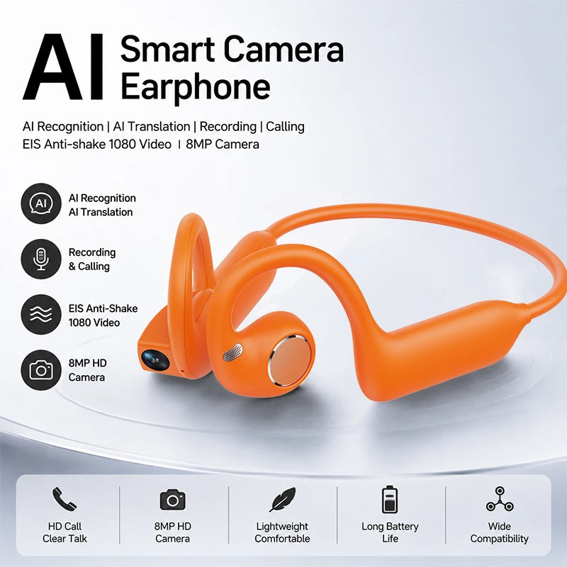 AI Smart Shooting Open Ear Headphones 8MP Camera EIS Anti‑shake Video Recording AI Translation Open‑ear Wireless Bluetooth Sport
