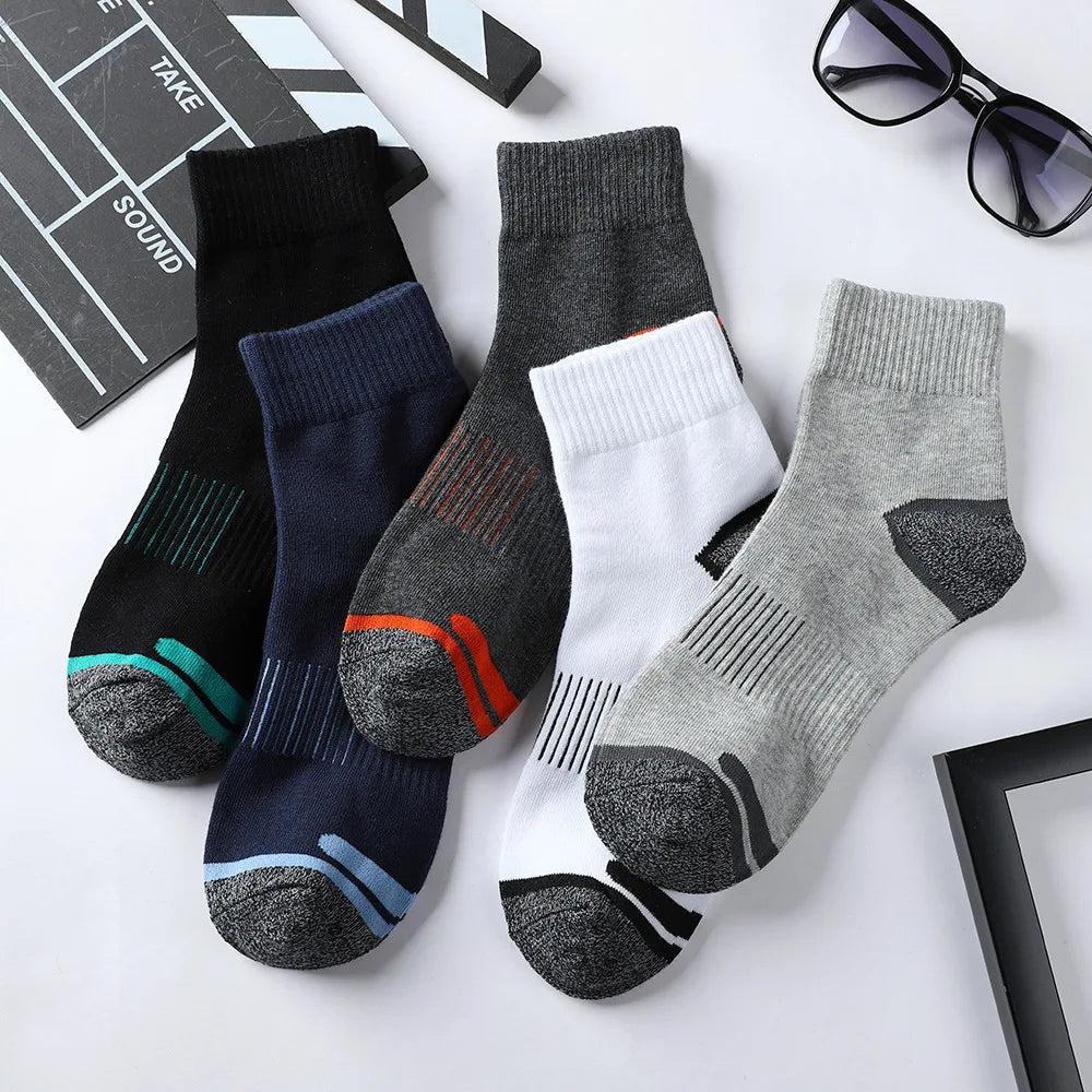 5Pairs High Quality  Men's Socks Casual Breathable Run Sports Socks  Male Cotton Socks Black Fashion Socks Men Large size38-45