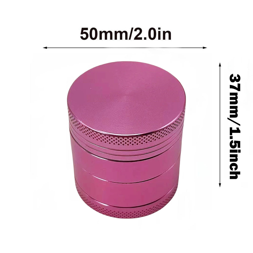 2inch Pink Herb Grinder Aluminum 4-Layer Manual Salt Mill Spice Pepper Mortar Tobacco Grass Grinder Cigarette Smoking Tool