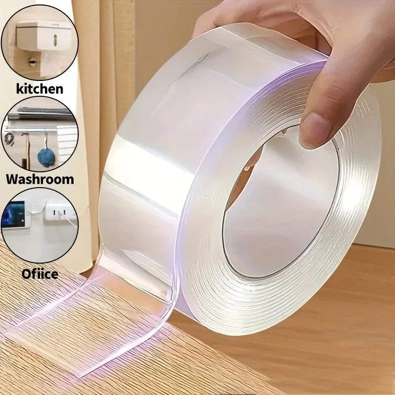 3M Nano Tape Double Sided Tape Transparent Reusable Waterproof Adhesive Tapes Cleanable Kitchen Bathroom Supplies Tapes