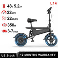 14'' Foldable Ebike 350W Brushless Motor 48V 9Ah Battery Electric Bicycle 22MPH Max Speed 28Miles Long Range for Adult