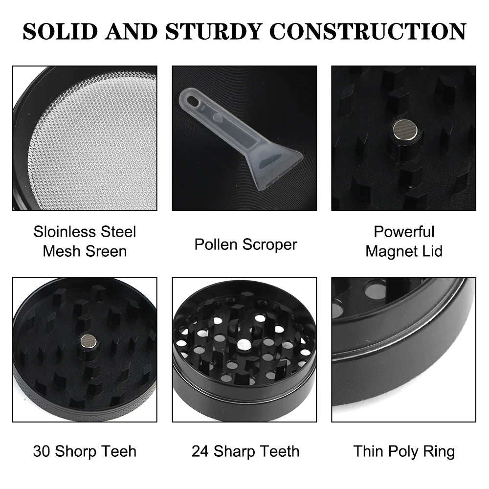 Spice Cutter Portable Aluminum Alloy Latest Lightning-Shaped Smoking Herb Cutter Hand Tools 40MM 50MM 4-Layer Tobacco Grinder