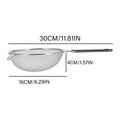 Ergonomic Kitchen Strainer for Christmas Recipes - 12 Inch with Non-Slip Handle & Hook,Sturdy Fine Mesh for Draining and Rinsing