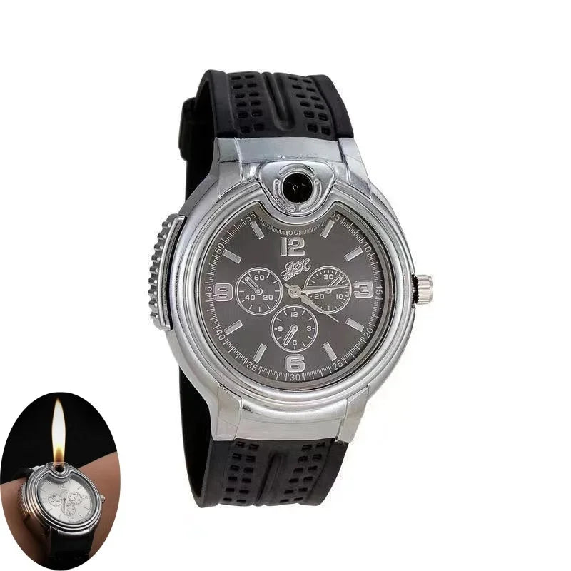 New Unusual Creative Men's Watch Gold Portable Lighter Windproof Flameless Charging USB Cigarette Lighter Tool Exquisite Gift