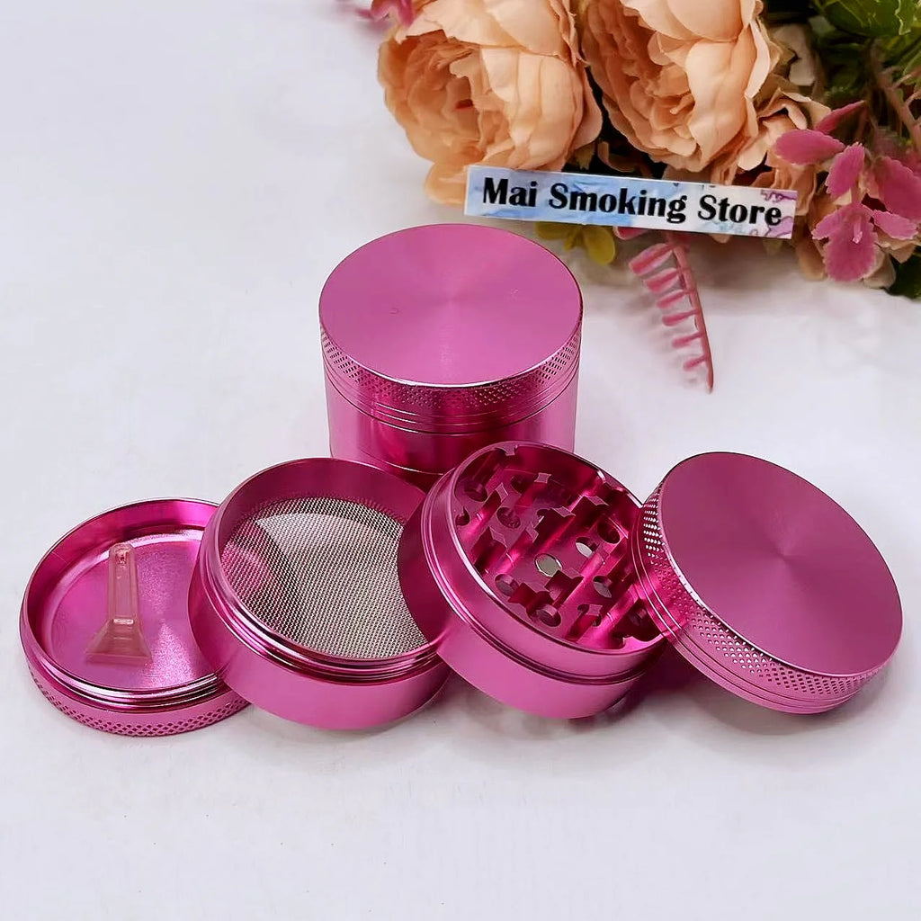 2inch Pink Herb Grinder Aluminum 4-Layer Manual Salt Mill Spice Pepper Mortar Tobacco Grass Grinder Cigarette Smoking Tool